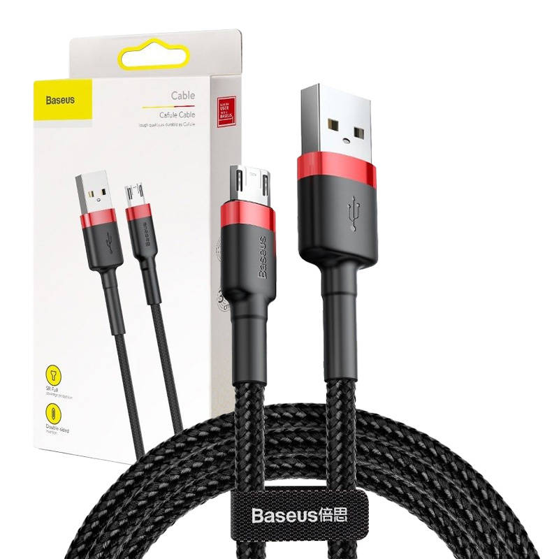 Baseus Cafule Micro USB kabelis 2A, 3 m, juoda/raudona