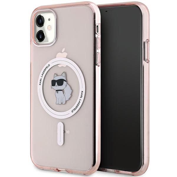 Karl Lagerfeld IML Choupette Magnetinis dėklas iPhone 11 / Xr - rožinis