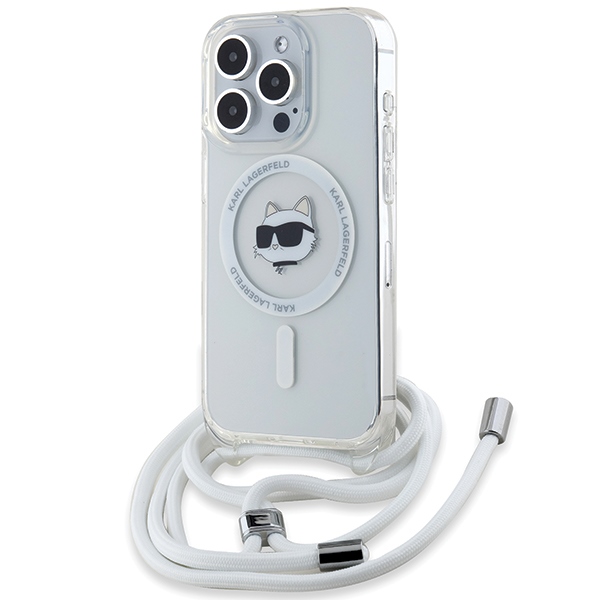 Karl Lagerfeld IML Choupette Head & Cord magnetinis dėklas telefonui iPhone 15 Pro - skaidrus