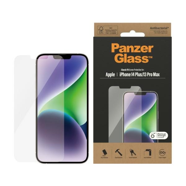 PanzerGlass Classic Fit antibakterinis stiklas iPhone 14 Plus / 13 Pro Max
