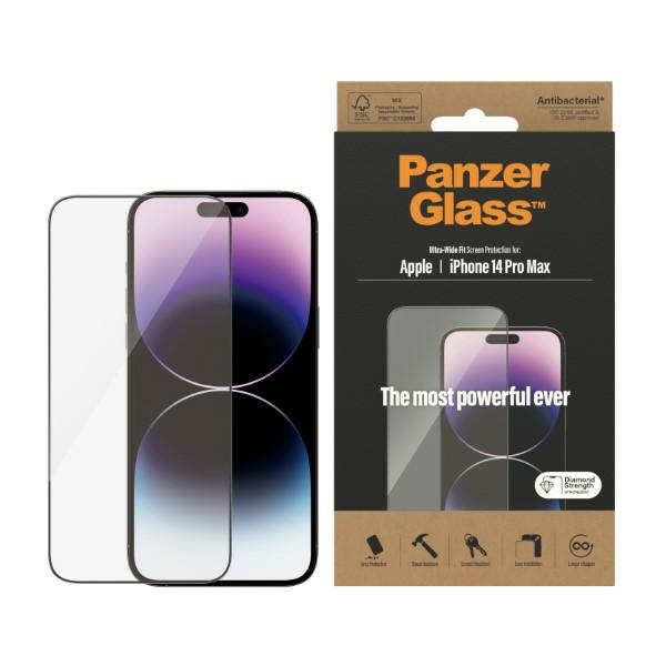 PanzerGlass Ultra-Wide Fit antibakterinis grūdintas stiklas iPhone 14 Pro Max telefonui