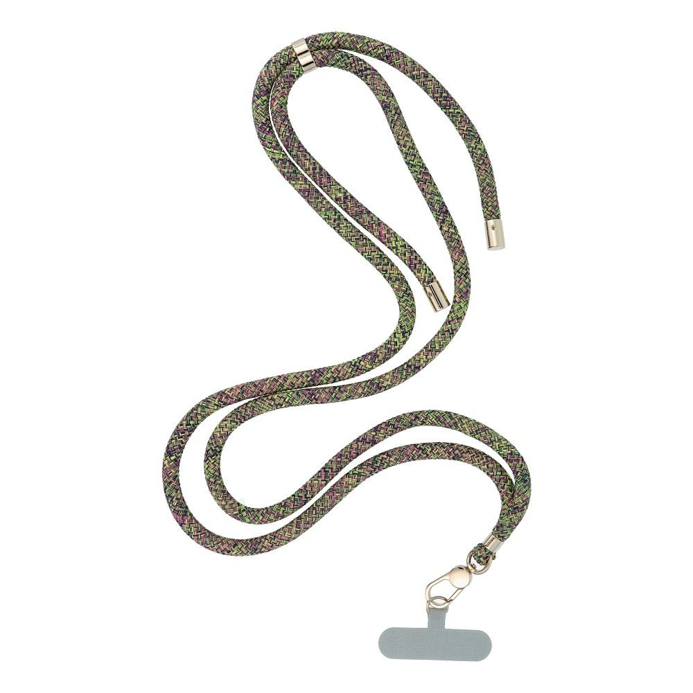 SWING (8mm) Telefono dirželis, Telefono pakabukas su reguliuojamu ilgiu / virvės ilgis 165cm (maks. 82.5cm kilpoje) / ant peties arba kaklo - pilkai žalia-rožinė