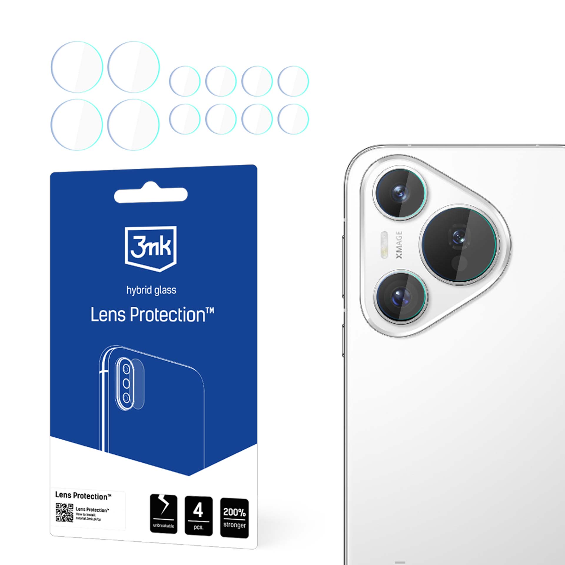 3mk objektyvo apsauga™ hibridinis kameros stiklas Huawei Pura 70