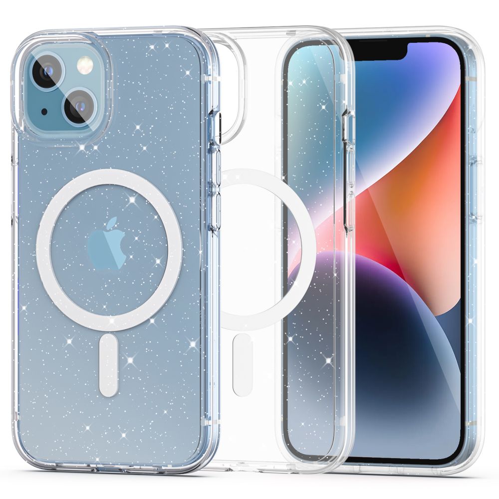 Tech-Protect FlexAir Hybrid Magnetinis iPhone 13/14 dėklas - skaidrus su blizgučiais