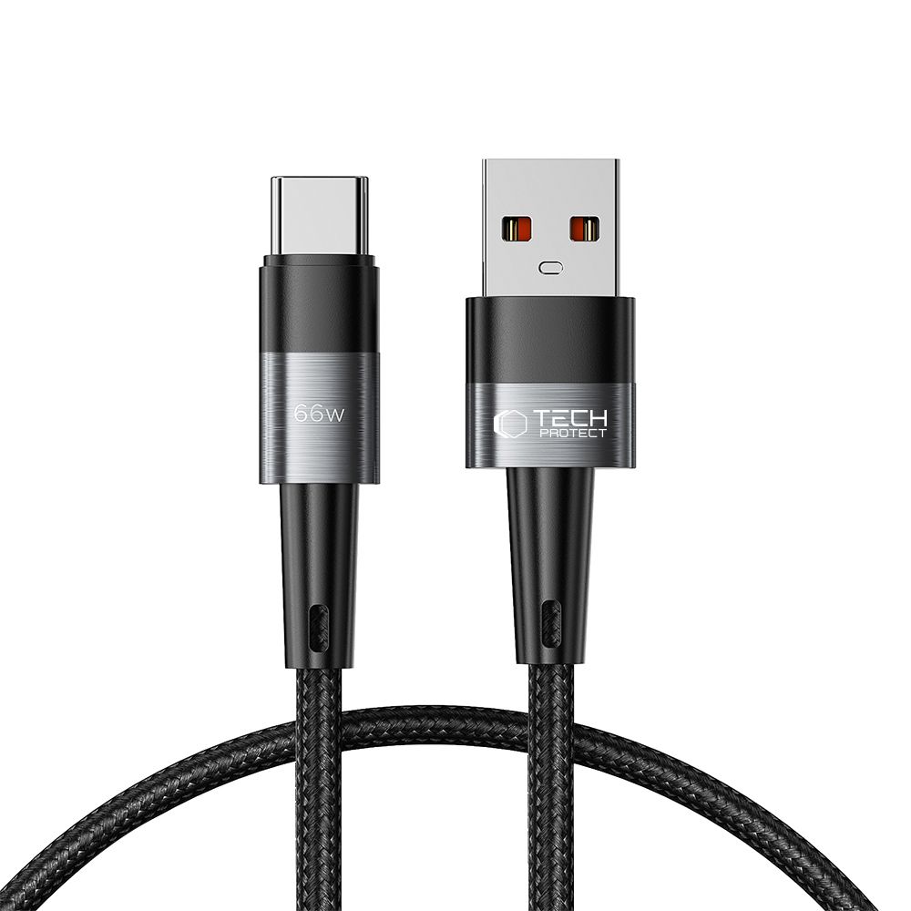 Tech-Protect UltraBoost USB-C / USB-A kabelis 66W 6A 0.25m - pilkas