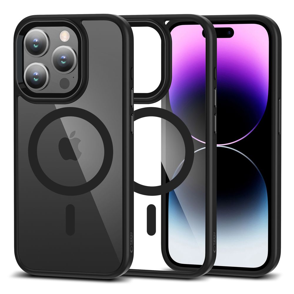 Tech-Protect MagMat MagSafe iPhone 15 Pro dėklas - skaidrus juodas