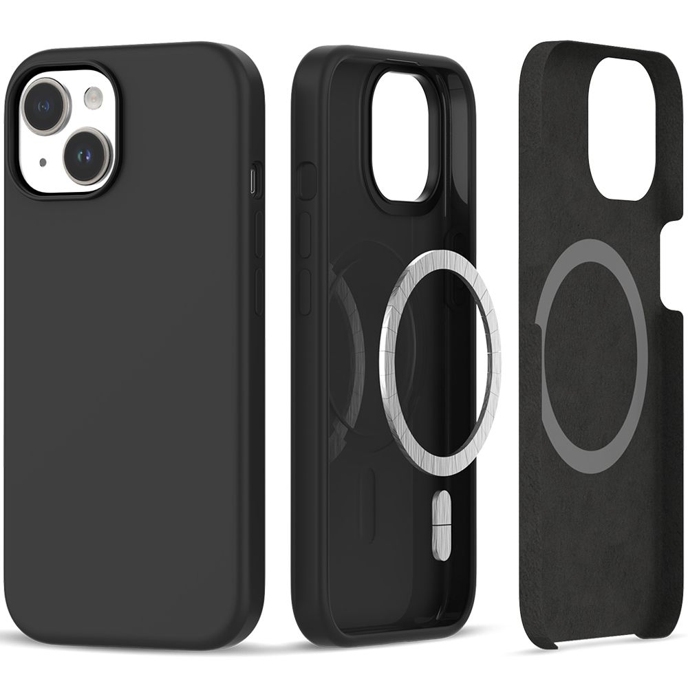 Tech-Protect Silikoninis Magnetinis dėklas telefonui iPhone 15 - matinė juoda
