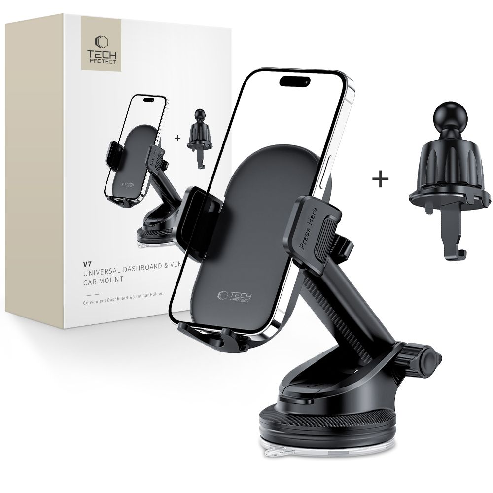 Tech-Protect V7 automobilio telefono laikiklis prietaisų skydeliui / oro angai - juodas