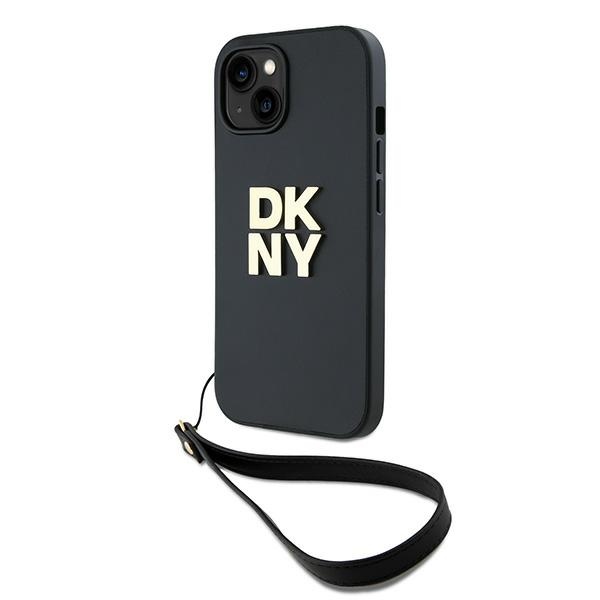 DKNY Dėklas telefonui su dirželiu ir logotipu iPhone 15 / 14 / 13 - juodas