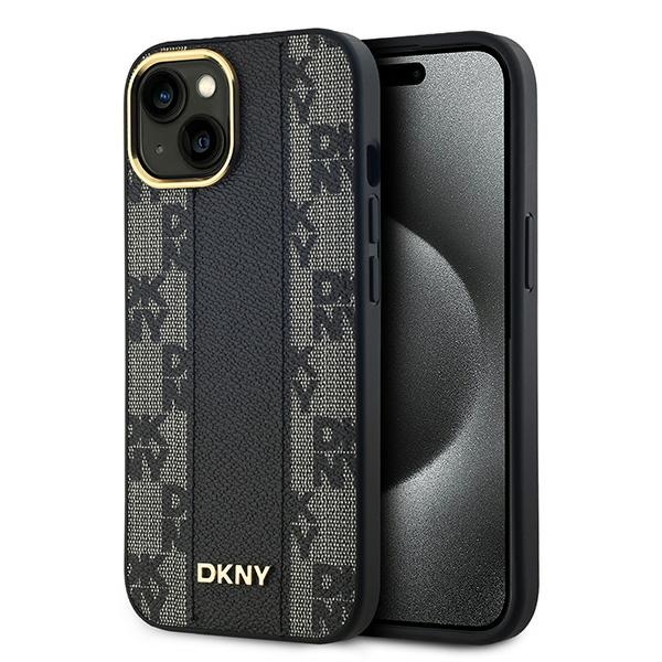 DKNY Odinis langeliais raštuotas magnetinis dėklas iPhone 14/15/13 - juodas