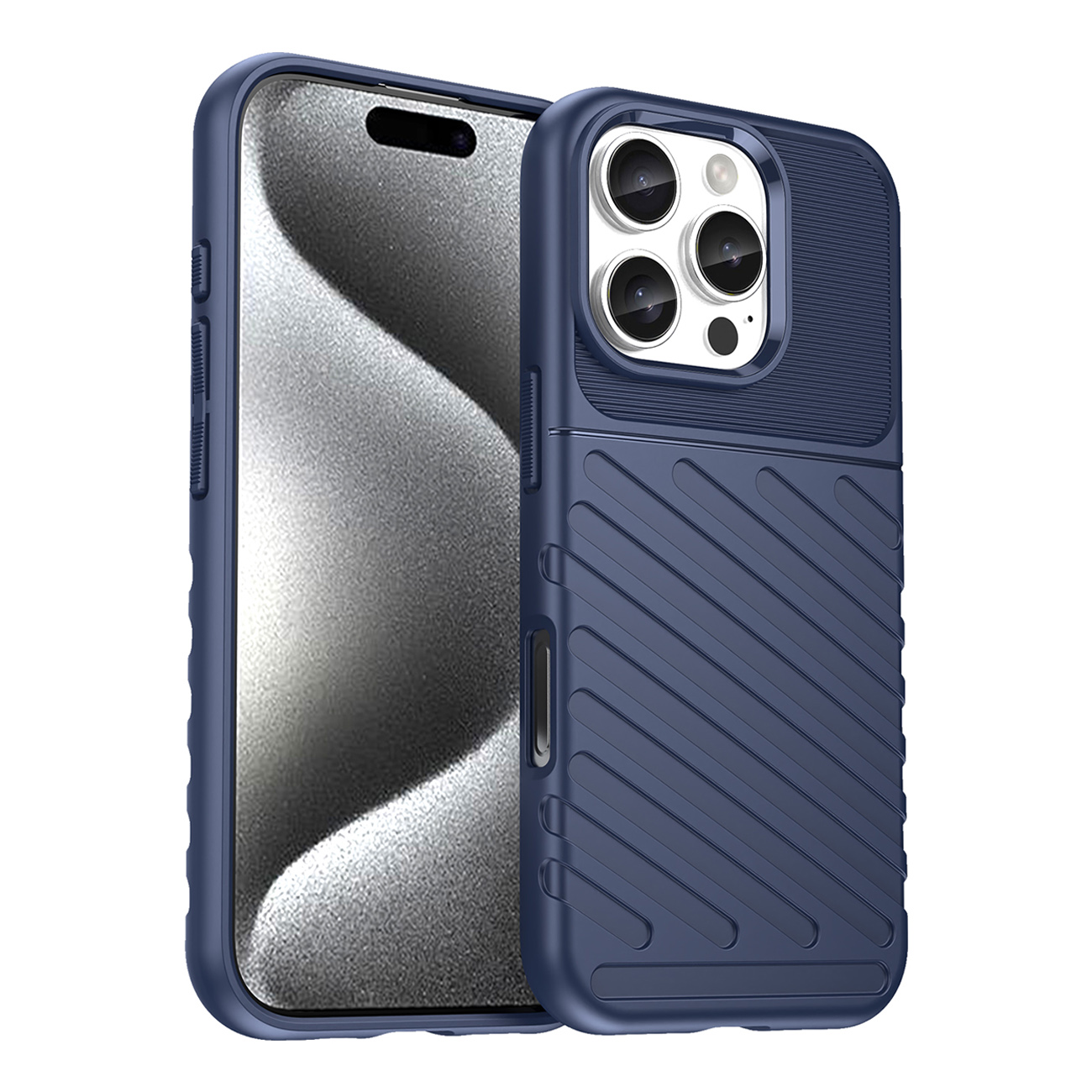 Thunder silikoninis dėklas telefonui iPhone 16 Pro - mėlynas