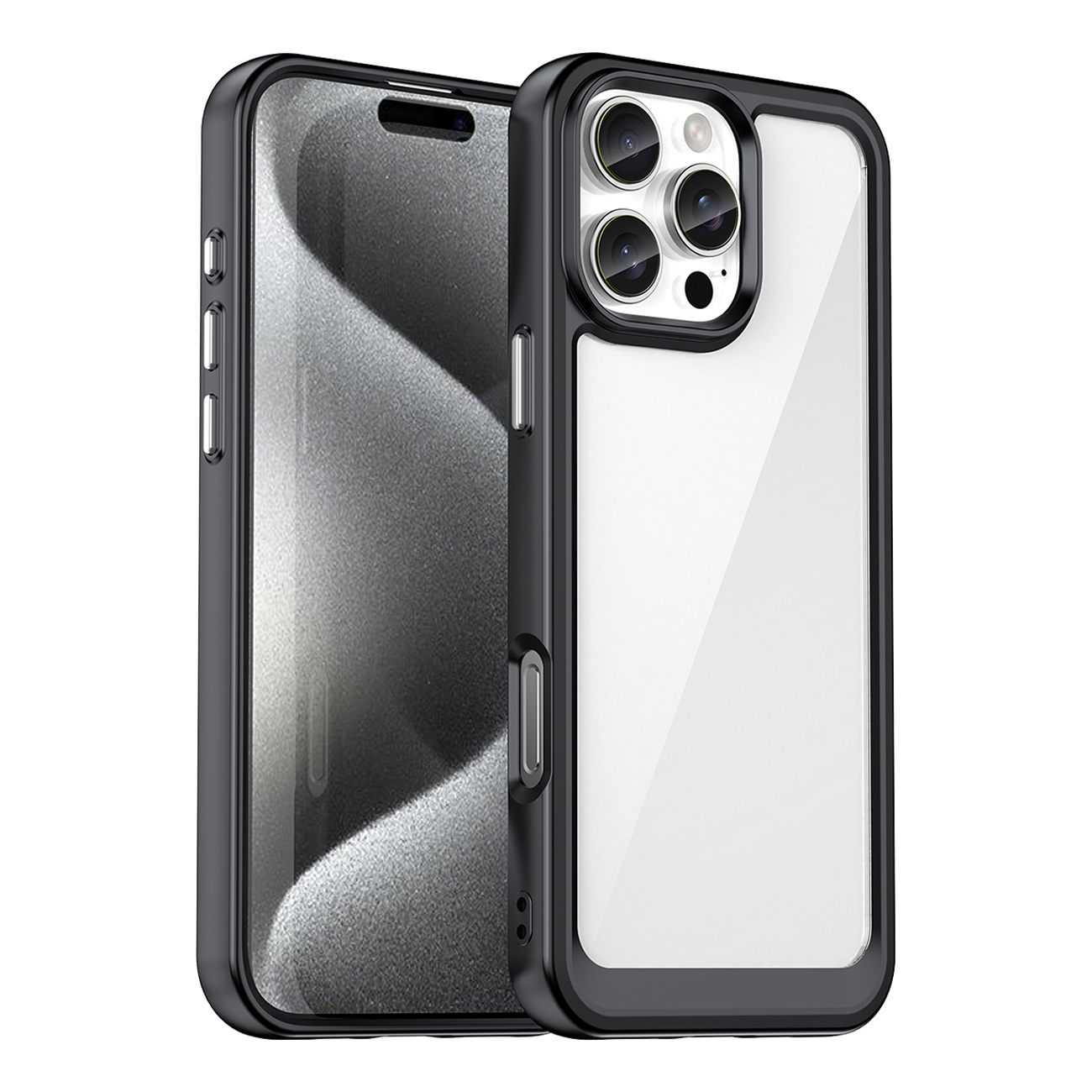 Outer Space dėklas telefonui su geliniu rėmeliu iPhone 16 Pro - juodas