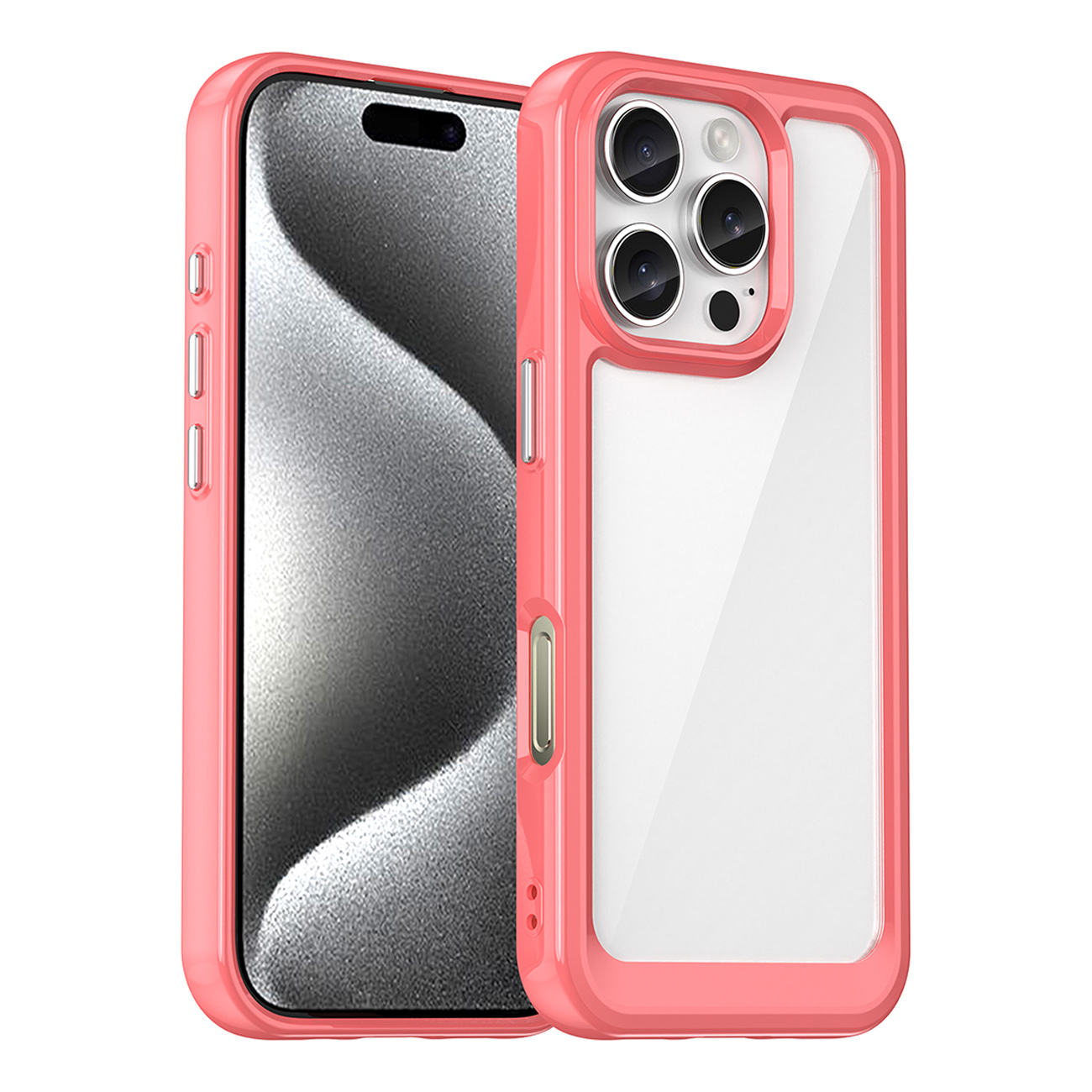Outer Space dėklas telefonui su geliniu rėmeliu iPhone 16 Pro - raudonas