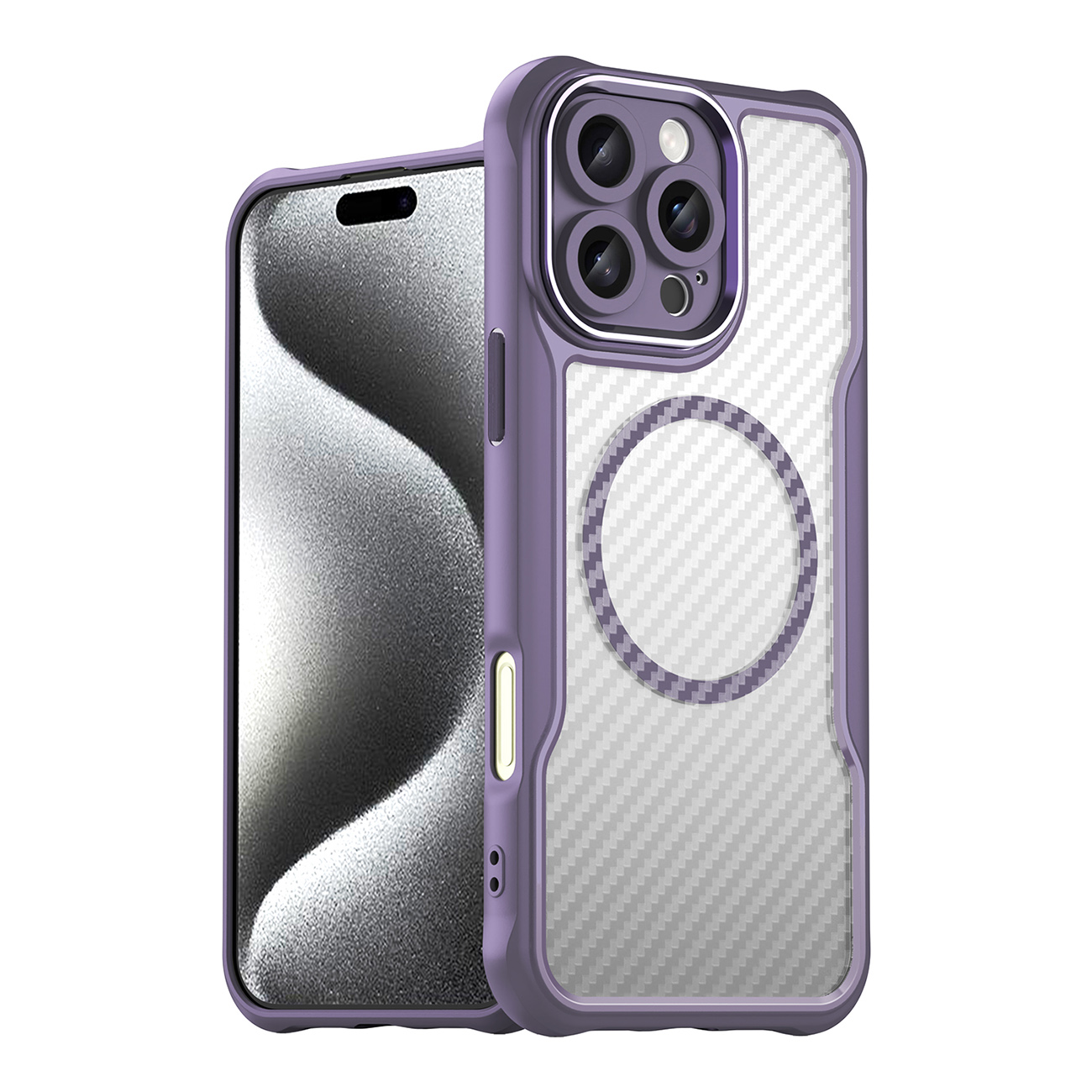 Lyderiaujanti serija Magnetinis silikoninis dėklas telefonui iPhone 16 Pro (m) - violetinis