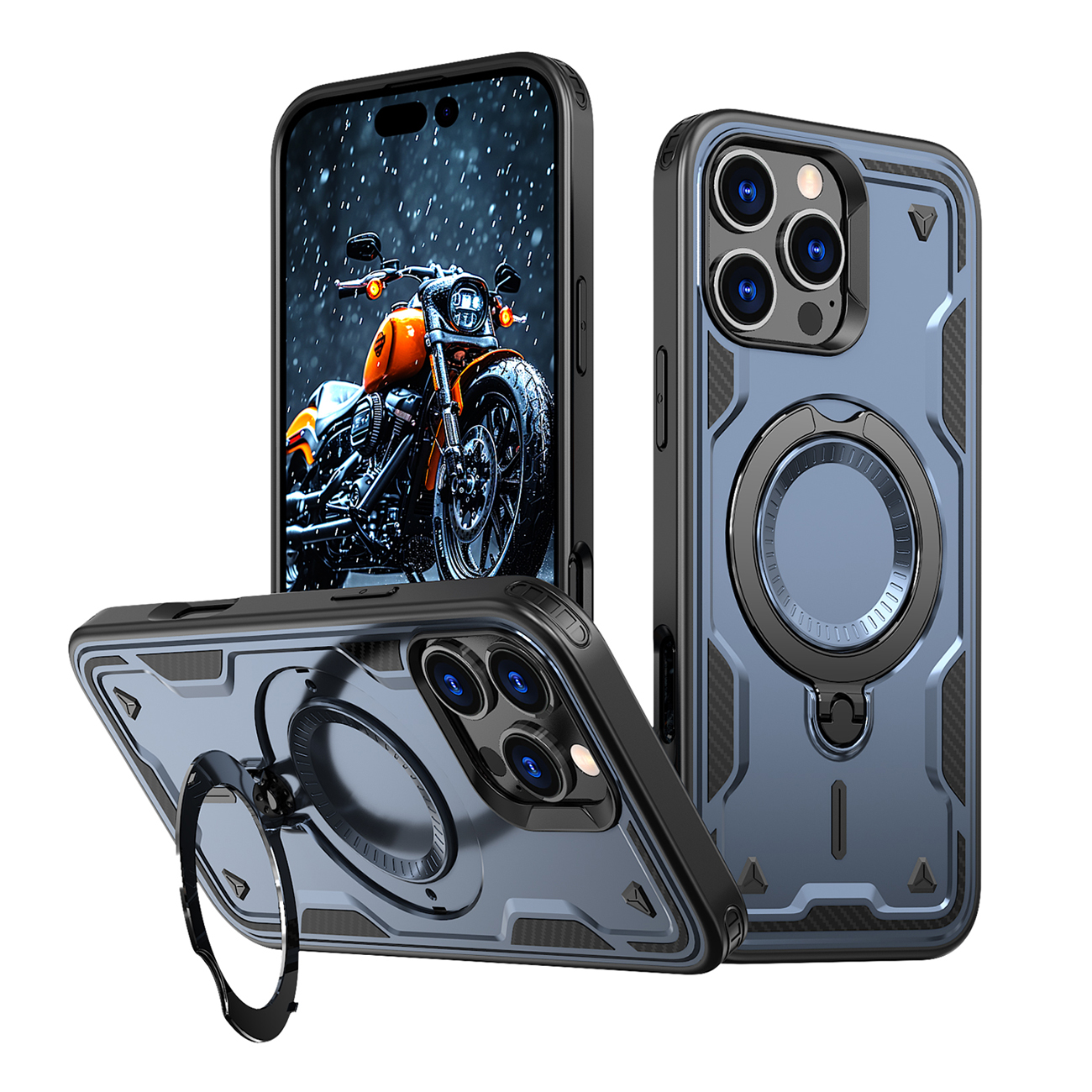 Hybrid Armor Trendy dėklas telefonui su MagSafe iPhone 16 Pro - mėlynas