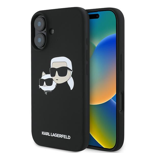 Karl Lagerfeld silikoninis dėklas telefonui Nauble Heads Print Magnetinis iPhone 16 Plus - juodas