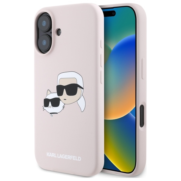 Karl Lagerfeld silikoninis dėklas telefonui Nauble Heads Print Magnetinis iPhone 16 - rožinis
