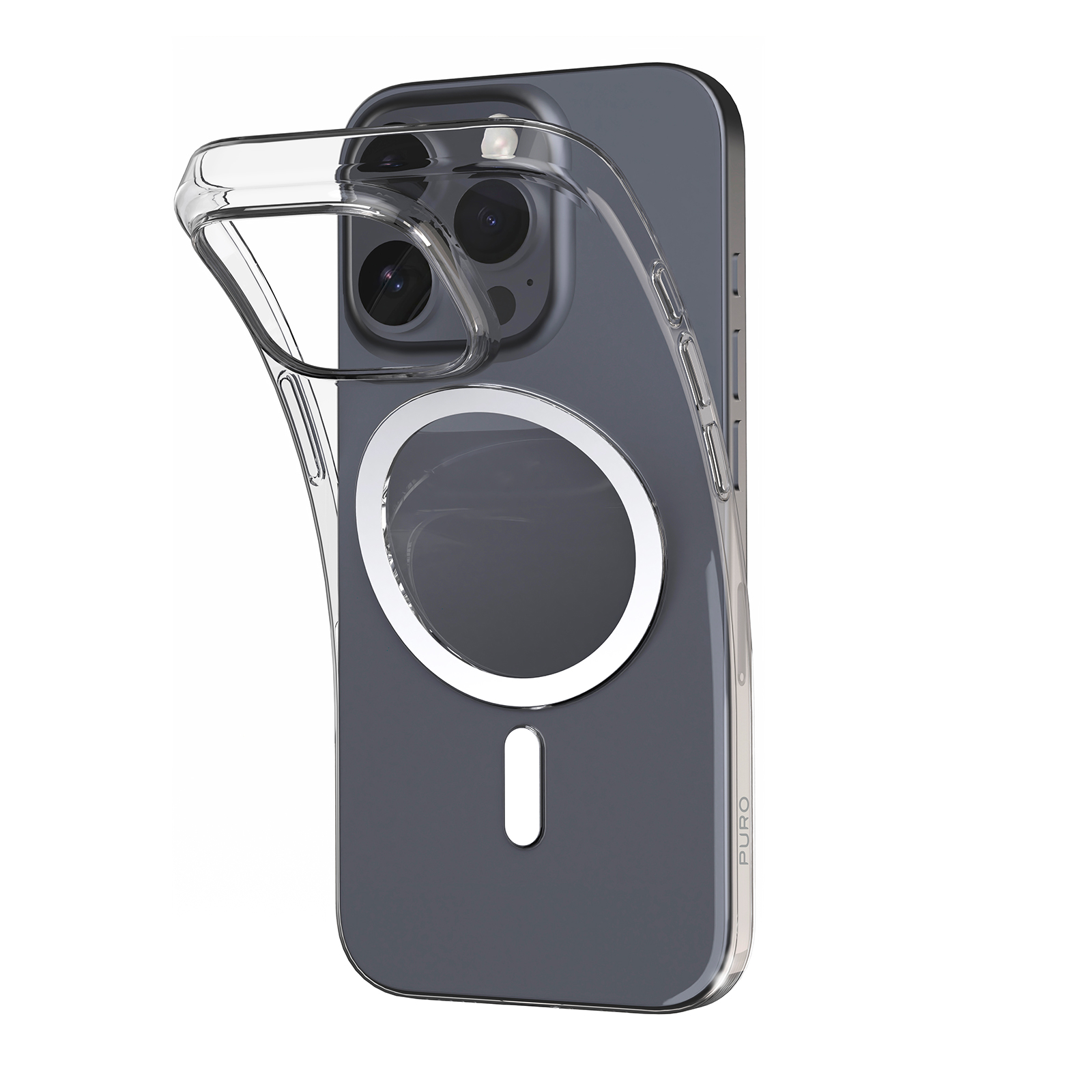 Puro 03 Mag MagSafe silikono dėklas iPhone 16 Pro Max - skaidrus