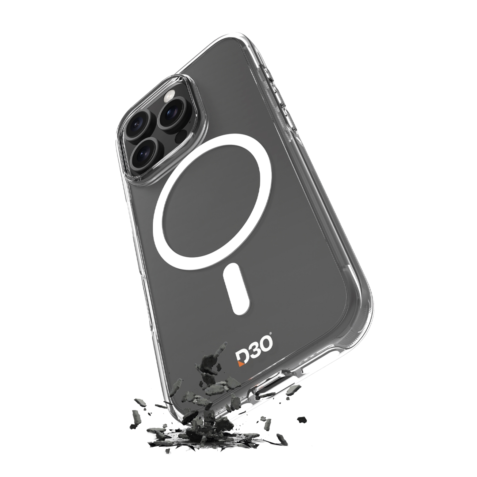 Puro Impact Clear D3O MagSafe silikono dėklas iPhone 16 Pro - skaidrus