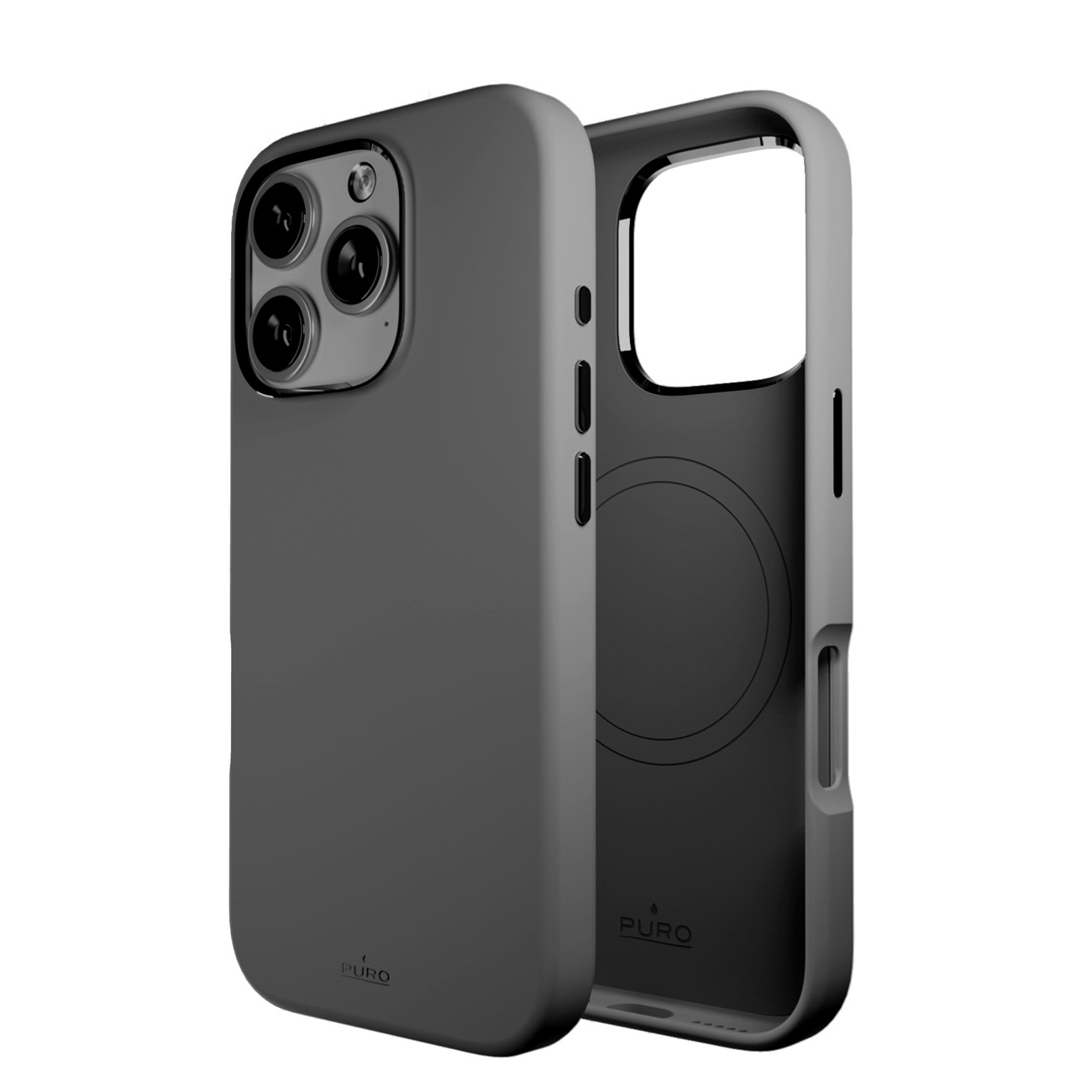 Puro Icon Mag Pro MagSafe silikono dėklas iPhone 16 Pro - tamsiai pilkas