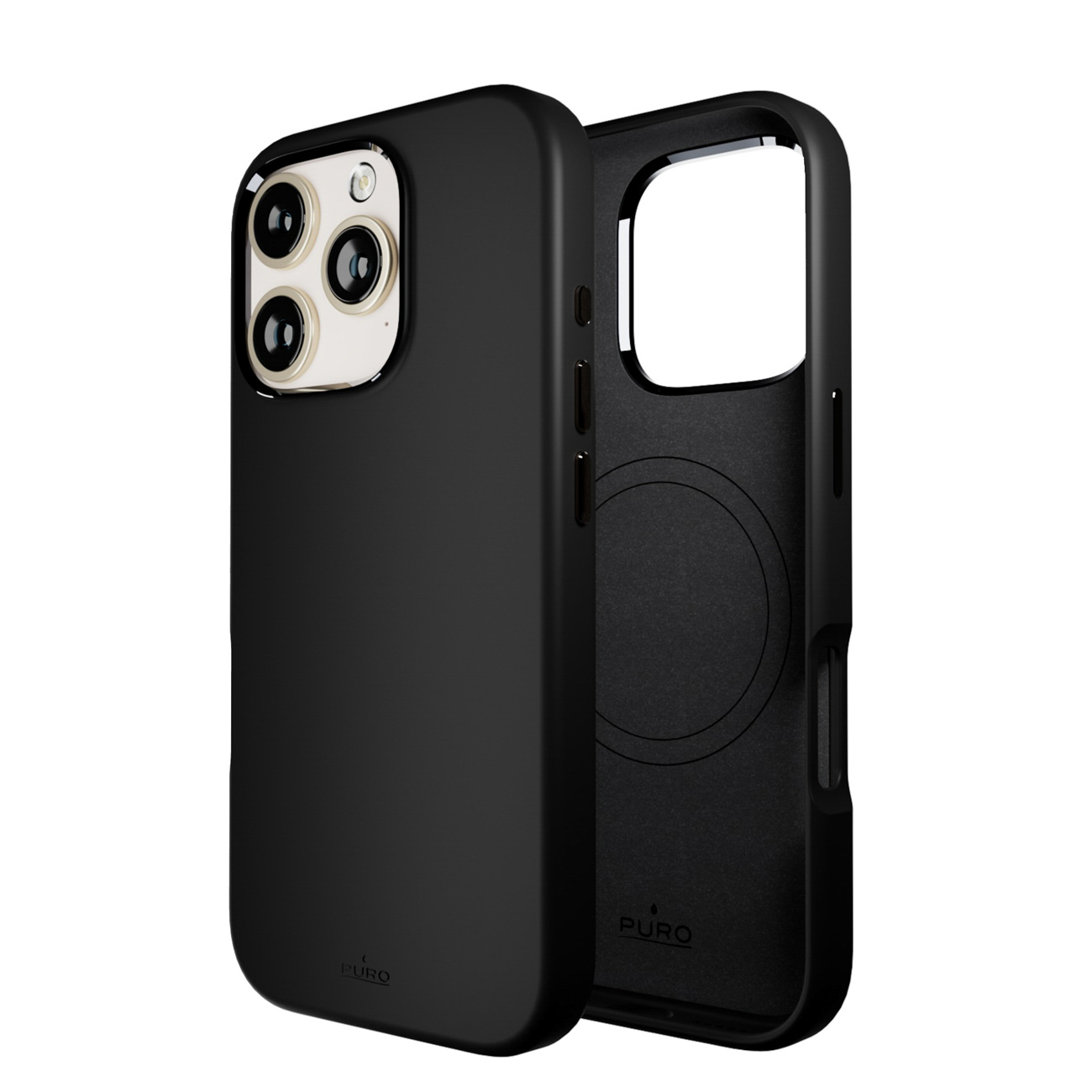 Силиконовый чехол Puro Icon Mag Pro MagSafe для iPhone 16 Pro - чёрный