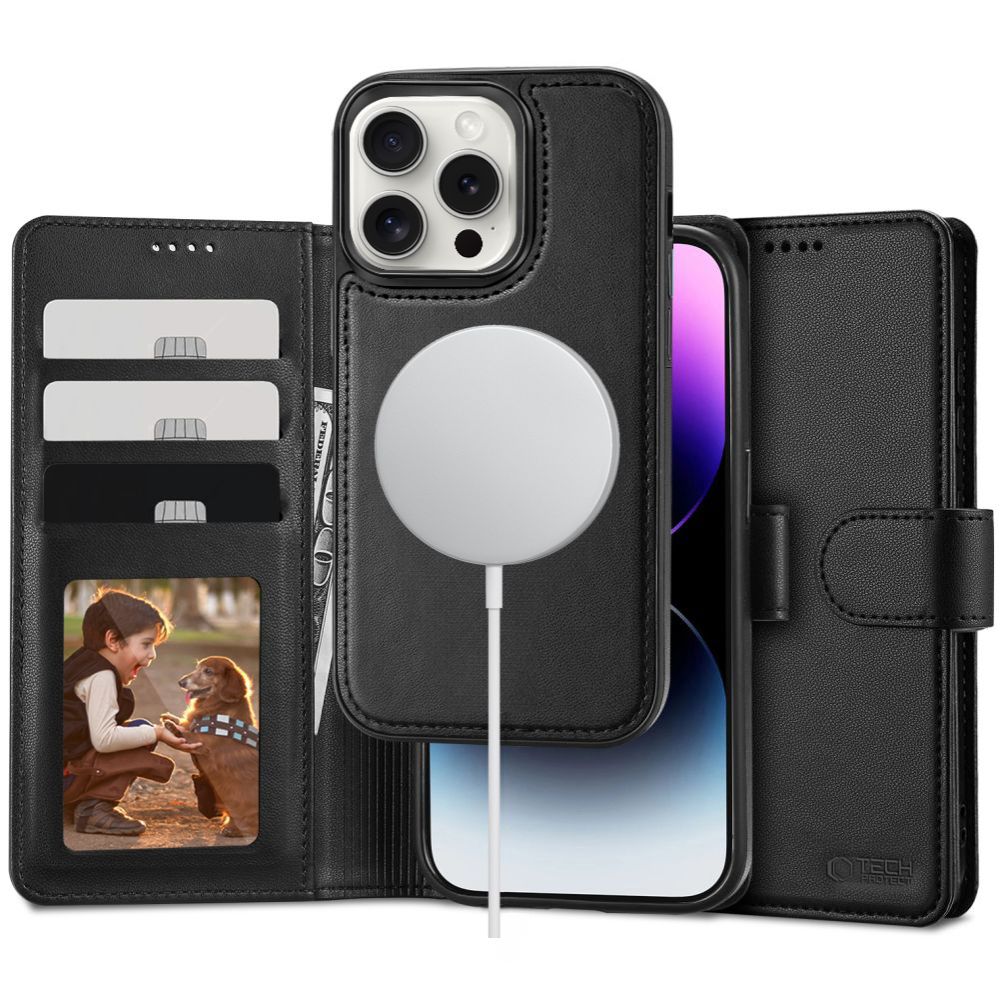 Tech-Protect Wallet MagSafe dėklas su pinigine iPhone 16 Pro - juodas