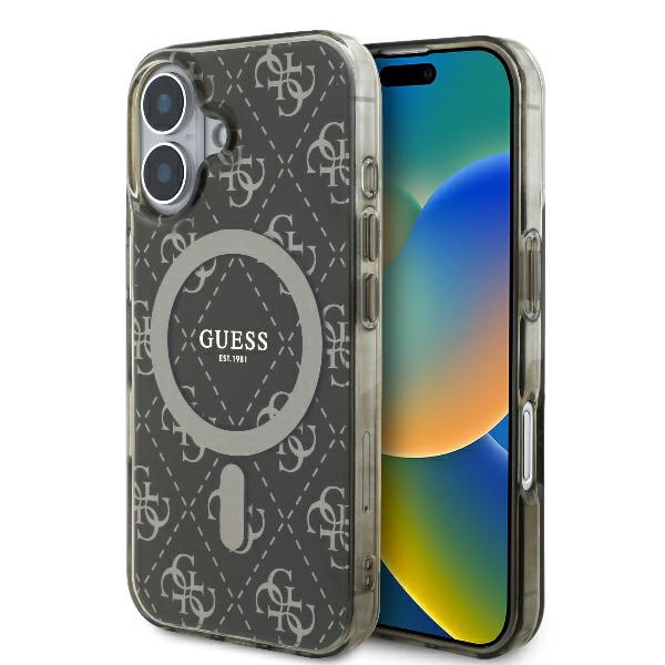 Guess IML 4G Fonas Magnetinis dėklas telefonui iPhone 16 Plus - rudas