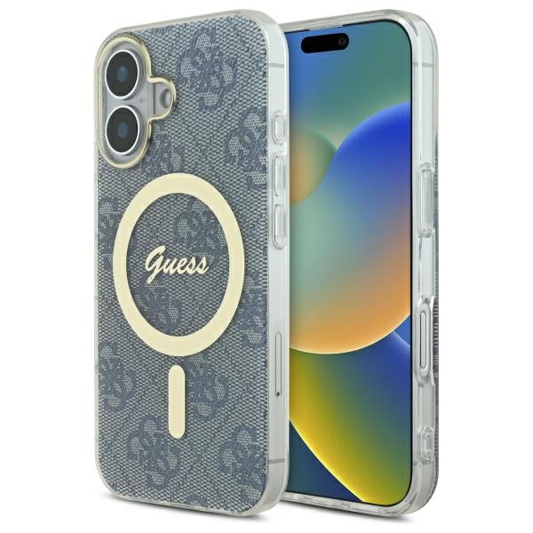 Guess IML 4G MagSafe iPhone 16 dėklas - mėlynas