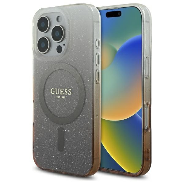 Guess IML Glitter Gradient Magnetinis dėklas telefonui iPhone 16 Pro Max - rudas