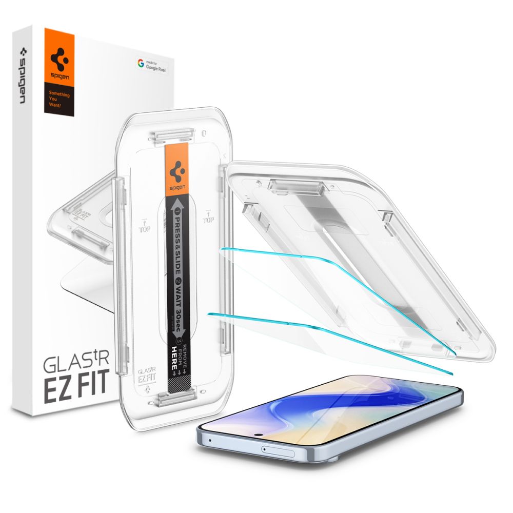 Spigen Glas.tR EZ Fit grūdintas stiklas su aplikatoriumi Google Pixel 9 / 9 Pro (2 vnt.)