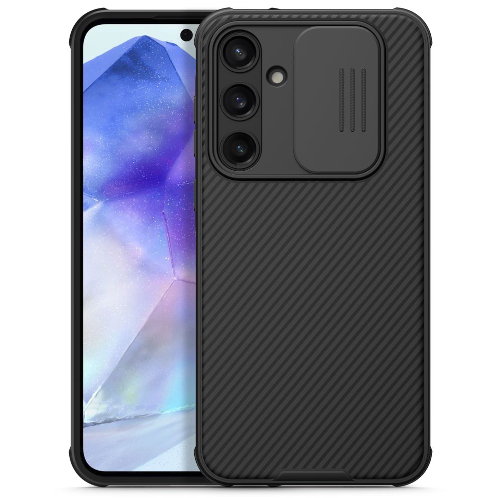 Nillkin CamShield Pro dėklas Samsung Galaxy A55 su kameros dangteliu - juodas