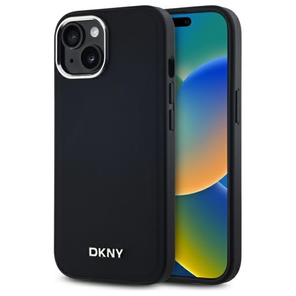 DKNY Paprastas logotipas magnetinis iPhone 15 dėklas - juodas