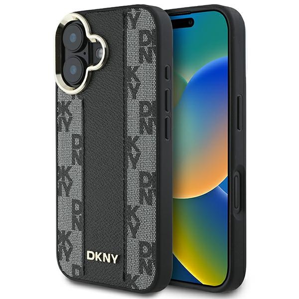 DKNY Languotas raštas magnetinis iPhone 16 Plus dėklas - juodas