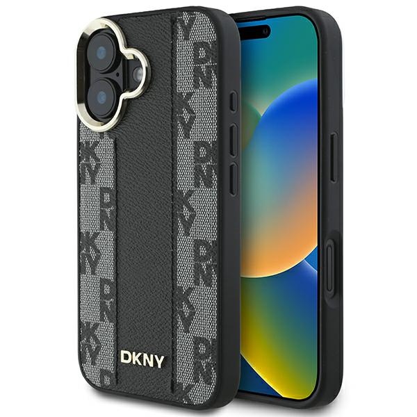 DKNY Languotas raštas magnetinis iPhone 16 dėklas - juodas