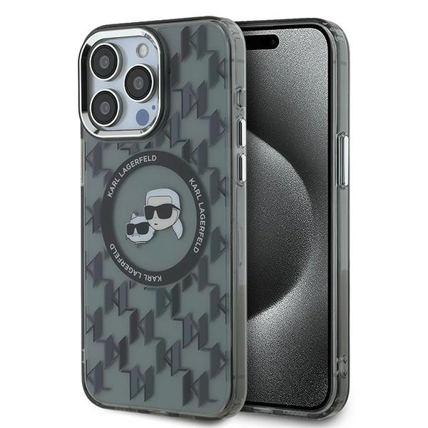 Karl Lagerfeld IML Monograma Karl & Choupette Galva Magnetinis Dėklas telefonui iPhone 15 Pro - juodas