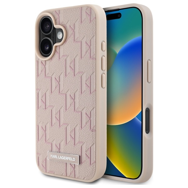 Karl Lagerfeld Hot Stamp Magnetinis iPhone 16 dėklas - rožinis