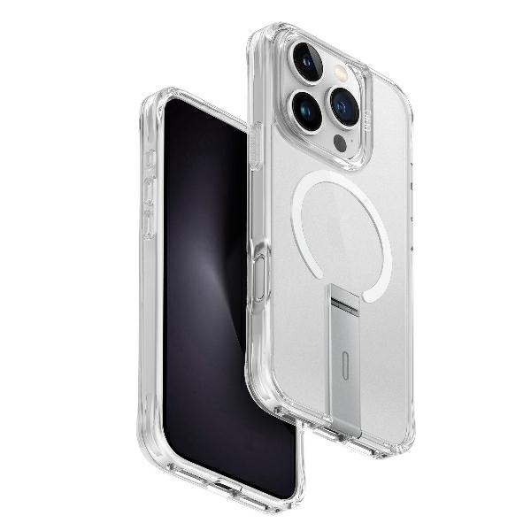 Uniq Eleva dėklas su Vertica stovu iPhone 16 Pro telefonui - permatomas