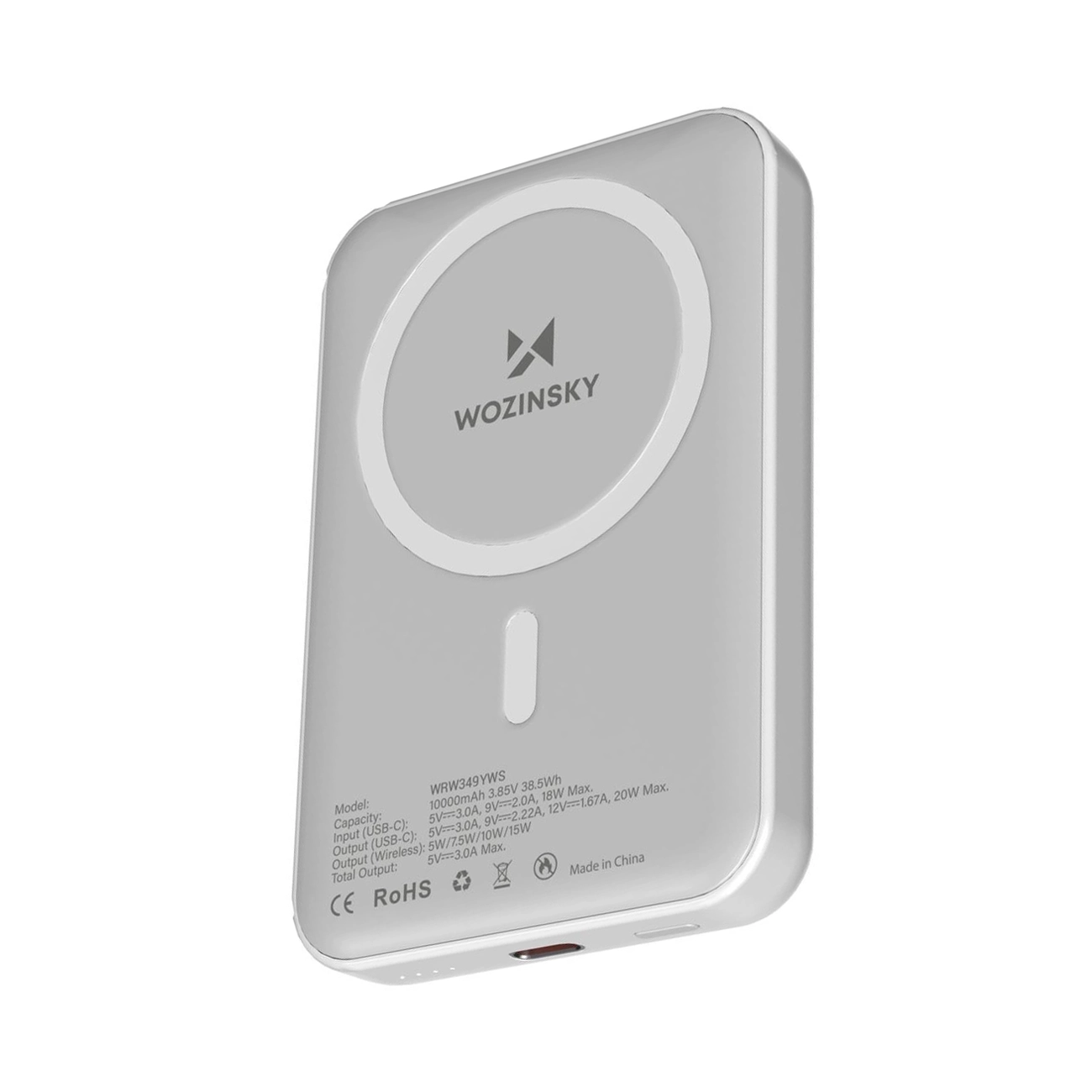 Wozinsky WRW349YWS 10000mAh Magnetinė Išorinė baterija (f) - balta