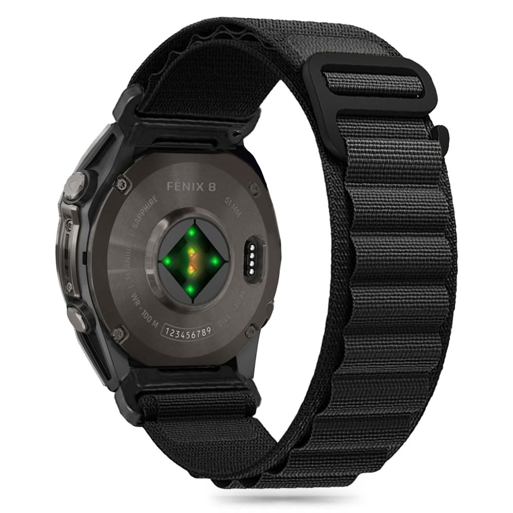 Tech-Protect Nailoninis Pro dirželis Garmin Fenix 5 / 6 / 6 Pro / 7 / 8 (47MM) - juodas