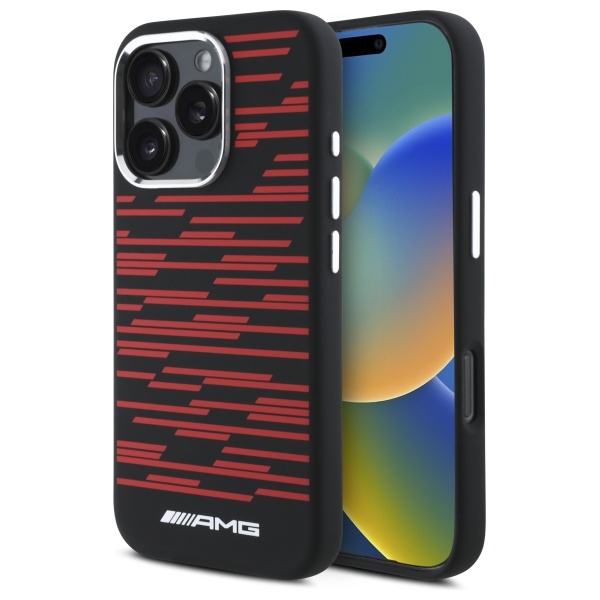 AMG silikoninis grafikos magnetinis dėklas iPhone 16 Pro Max - juodas