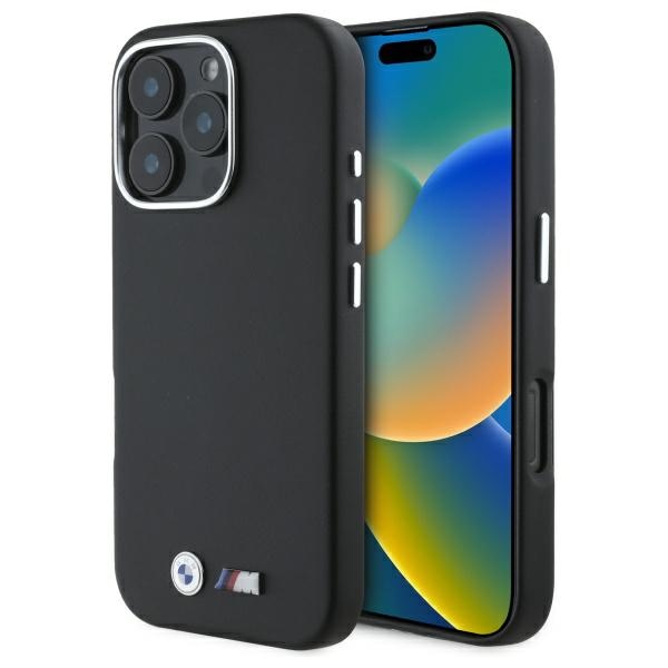 BMW M lygus pilnai apvyniotas metalinis magnetinis dėklas iPhone 16 Pro - juodas
