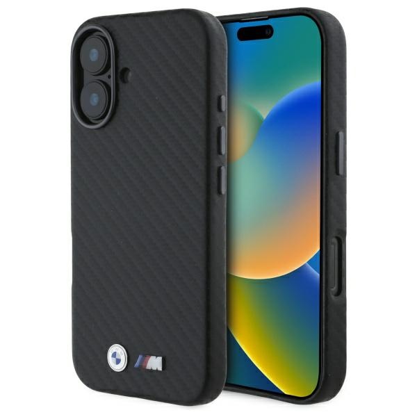 BMW Carbon Wrapped Metal Dėklas telefonui Apple iPhone 16 - juodas