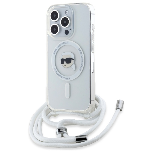 Karl Lagerfeld Crossbody IML Karl Head Magnetinis dėklas telefonui iPhone 16 Pro Max - skaidrus