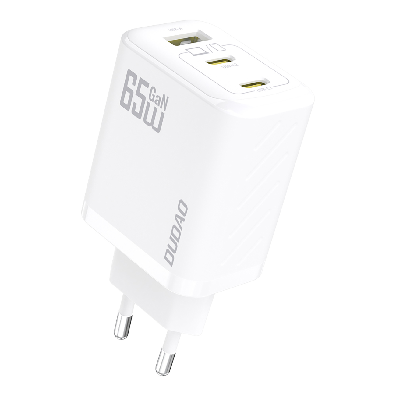 Dudao A29 65W GaN sieninis įkroviklis 2 x USB-C + 1 x USB-A - baltas