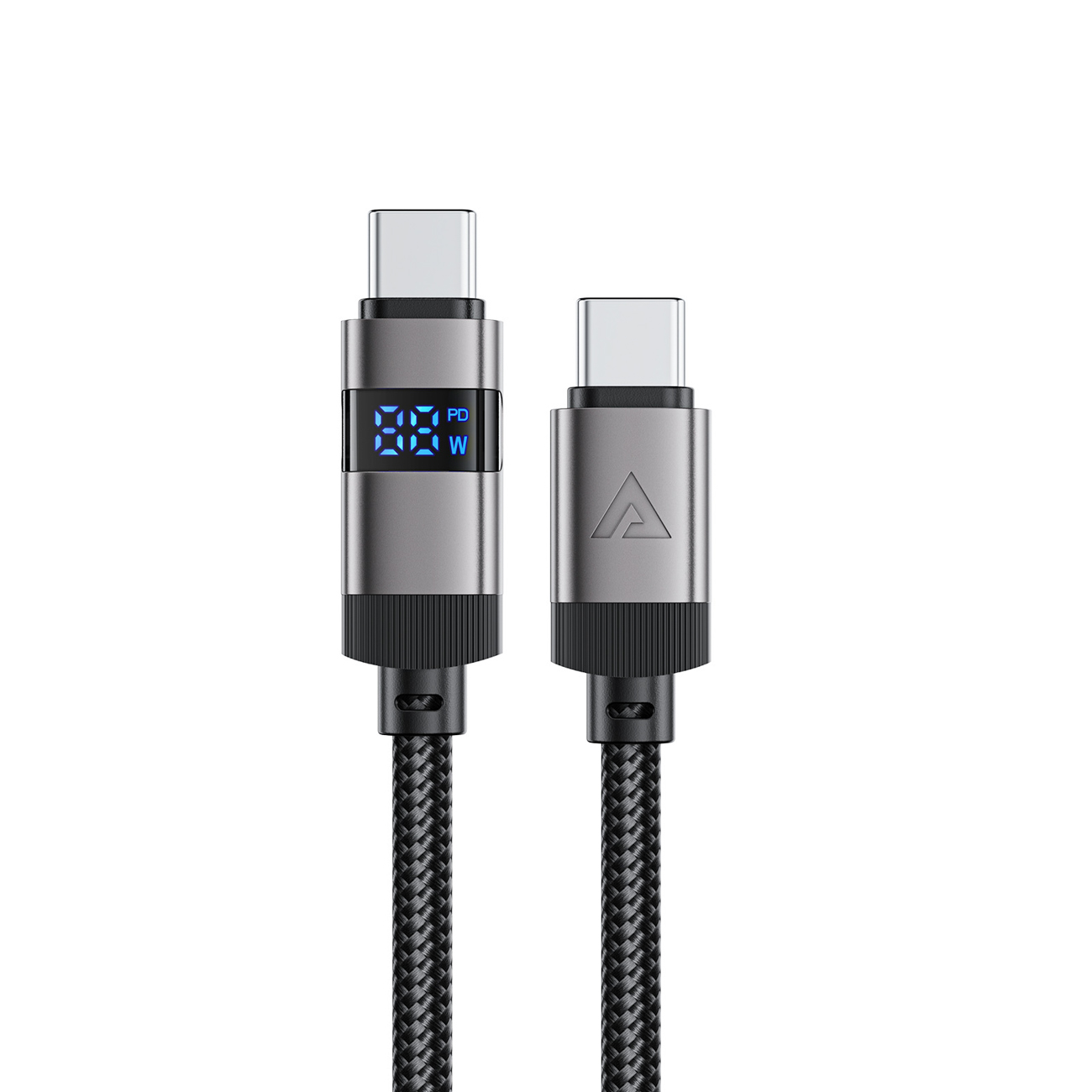"Acefast" C15-03 USB-C - USB-C kabelis su ekranu 480Mb/s 60W 1,2 m - juodas
