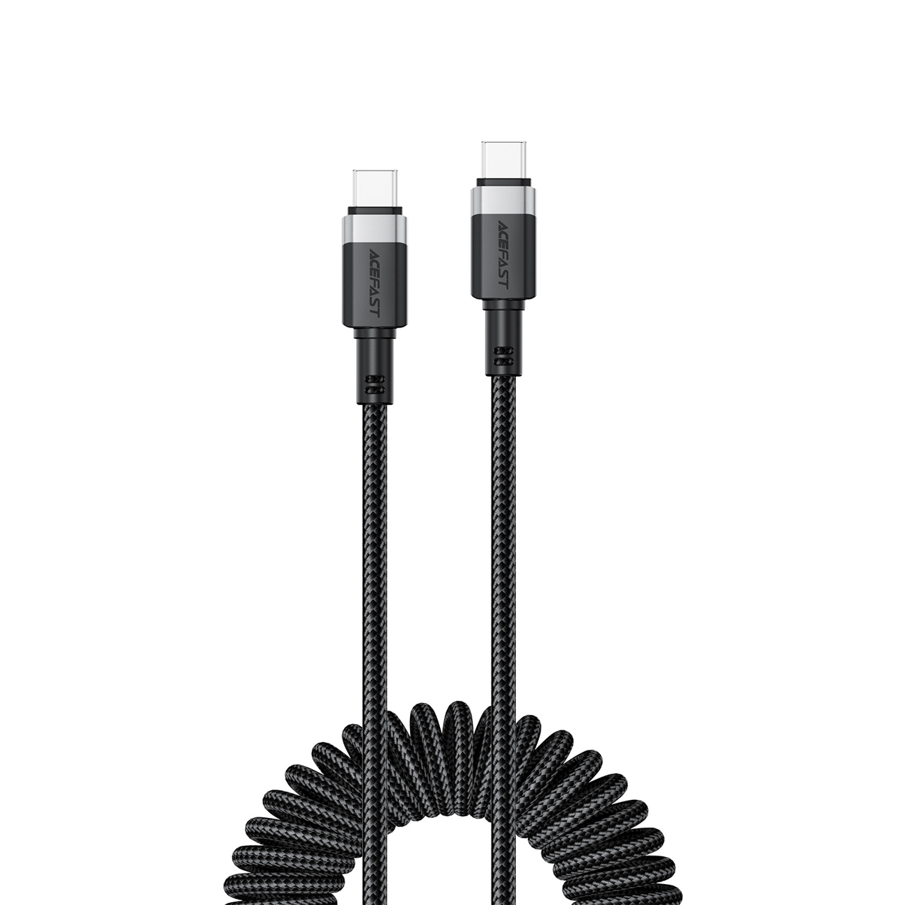 "Acefast" C14-03 USB-C - USB-C spyruoklinis kabelis 480Mb/s 3A 1,2 m - juodas