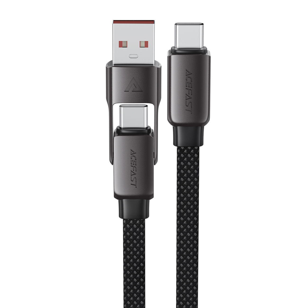 "Acefast" C13-04 USB-C - USB-A / USB-C kabelis 480Mb/s 3A 1,2 m - juodas