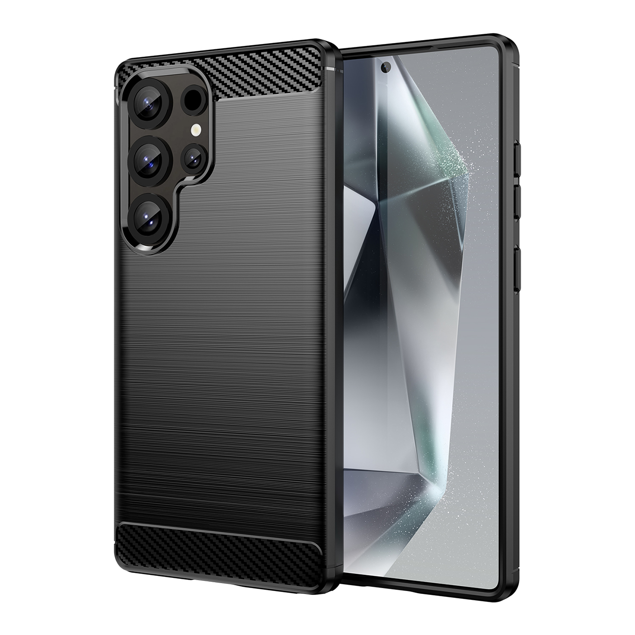 Samsung Galaxy S25 Ultra - anglies pluošto dėklas – juodas