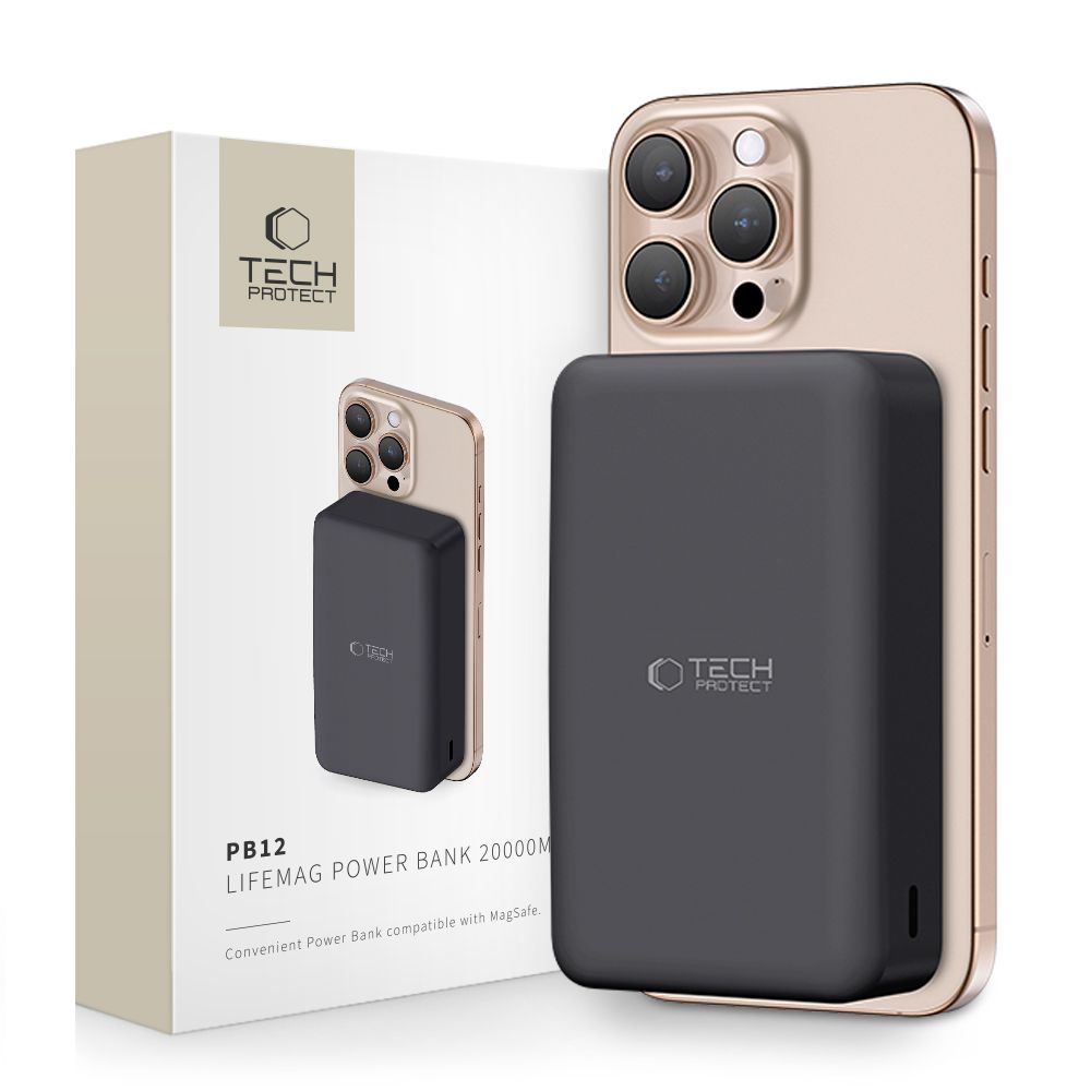Tech-Protect PB12 LifeMag MagSafe 20000mAh Išorinė baterija (f) - juoda