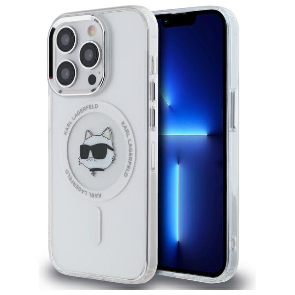 Karl Lagerfeld IML Metalinė Choupette galva MagSafe dėklas iPhone 13 - baltas